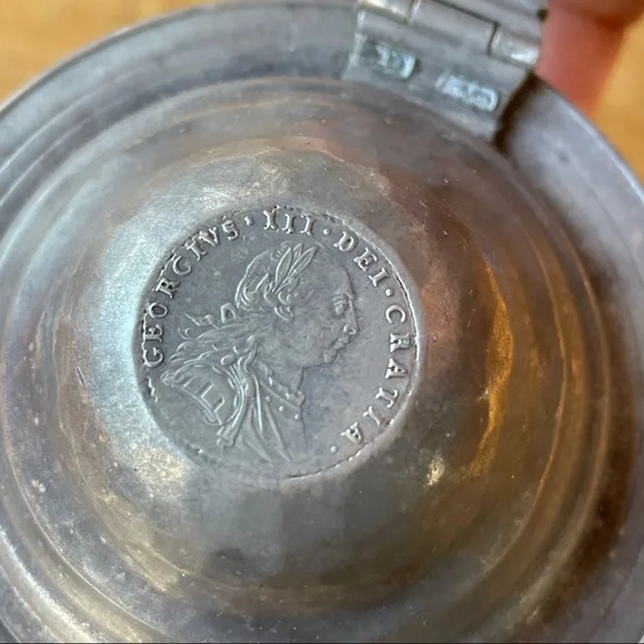 925 Hand Hammered Beer Pitcher Georgivs iii dei gratia Authentic Coin Embossed - Picture 5 of 14